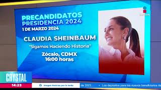 ¿A qué hora inician campaña Sheinbaum Xóchitl y Álvarez Máynez  Noticias con Crystal Mendivil [upl. by Orford]