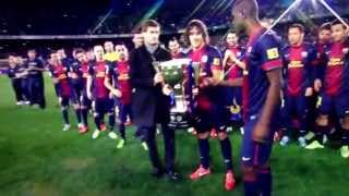 Alex Song and the La Liga Trophy Barcelona 2013 champions [upl. by Hanway620]