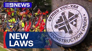 CFMEU’s construction wing forced into administration by government  9 News Australia [upl. by Perl]