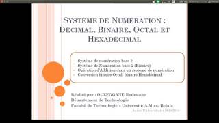 Cours 09  Système de Numération  Binaire Octal et Hexadécimal [upl. by Anitsirhc253]