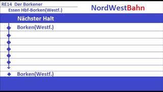 NordWestBahn Ansagen RE14 BorkenWestf  Essen Hbf [upl. by Yssac]