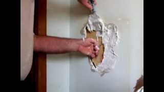 Plastering How to repair a hole in Plasterboard wall with a Backblock [upl. by Tannenbaum285]