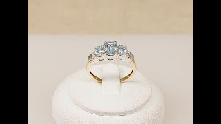 9ct Gold Blue Topaz amp Diamond Trilogy Ring 3515 [upl. by Nikolos]