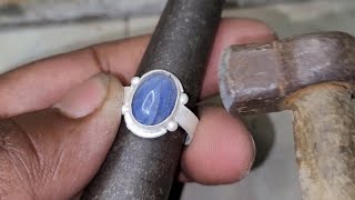 Silver ring making with stone  How to make a ring with silver  Handmade ring [upl. by Jeremias]