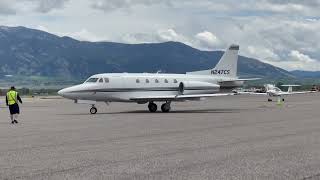 Rockwell Sabreliner 65 taxi at Bozeman Yellowstone International Airport [upl. by Oznarol2]