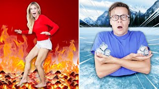 Worlds Largest Board Game Hot Vs Cold Challenge  Matt and Rebecca Zamolo [upl. by Nishi34]