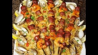 Planked Paella Kabobs Recipe [upl. by Ameehs]