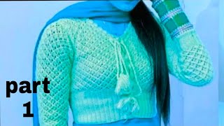 beautiful ladies crop top part 1 border design aur mode ki ghate kaise dalen by knit with Aarti [upl. by Otreblig]