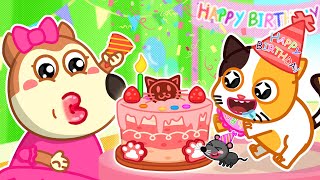 Feliz aniversário Miau Miau 🎁 Gatos cantam a canção de feliz aniversário 🌸 Lucy Canções Infantis [upl. by Nilekcaj]