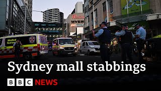 Sydney stabbings Man shot after multiple stabbings at Sydney mall  BBC News [upl. by Gaige]