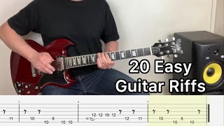 20 Guitar Riffs for Beginners with Tabs [upl. by Bratton]