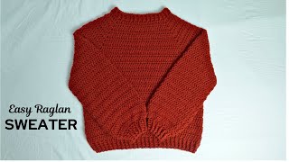 Easy Raglan Crochet Sweater  Beginner Friendly Top Down Crochet Sweater Tutorial [upl. by Copland]