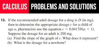 13 If the recommended adult dosage for a drug is D in mg then to determine the appropriate [upl. by Kcirdneked]