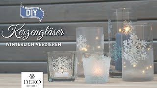 DIYWeihnachtsdeko Kerzengläser wunderschön winterlich verzieren How to Deko Kitchen P [upl. by Aikem]