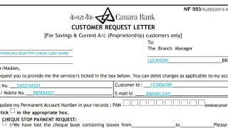 How to Fill Canara Bank Customer Request Form [upl. by Anaicul]