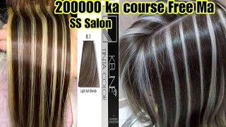 How To Ash Gray Highlights at Home stepbystep Gold Highlights  Silver Highlights by SS Salon [upl. by Eikceb]