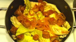 Calpernia Cooks Cabbage with Sausage amp Onions Southern Recipe Style [upl. by Aenitsirhc677]