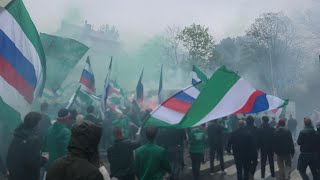 1000 RapidFans verabschieden Mannschaft vorm Weststadion Richtung Klagenfurt 29042023 [upl. by Lenod145]