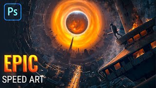 Epic City Photo Manipulation Speed Art  Photoshop Tutorial [upl. by Langbehn]