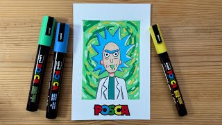 DIBUJO RICK SÁNCHEZ CON POSCA [upl. by Nosiddam949]