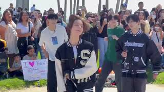 LeoSangwon amp Jj singing quotHeartbreakerquot Trainee A first busking at Venice Beach in LA [upl. by Kaylyn]