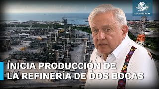 Tras dos años de su inauguración AMLO encabeza arranque de producción de Dos Bocas [upl. by Neevan113]