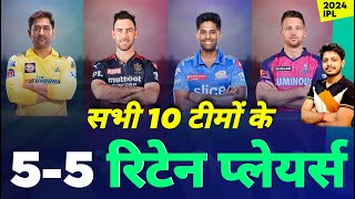 IPL 2024  All 10 Teams 55 Retain Players  IPL Auction  MY Cricket Production [upl. by Noraha]