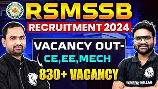 RSMSSB JEN 2024 Vacancy Out  CE EEME  830 Vacancy  RSMSSB JE Syllabus  Complete Details [upl. by Fronnia]