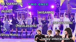 misamo interaction with seventeen stray kids le sserafim newjeans amp niziu collab stage [upl. by Erkan]