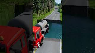 Tanker truck vs water pit 13  carsvswaterpit beamngdrive doubleflatbedtrailertruckvsspeedbumps [upl. by Besnard]