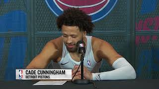 Cade Cunningham talks Pistons Coming Alive in 4th to Beat Raptors Postgame [upl. by Ronaele]