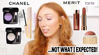 TESTING NEW MAKEUP  Chanel Beauty Merit Beauty Tarte Cosmetics [upl. by Plato]