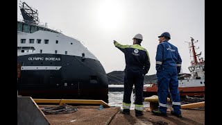 Launching the CSOV Olympic Boreas at Ulstein Verft [upl. by Lunseth]