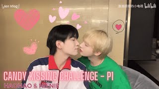 EngsubBL Sweet candy kissing challenge with lovely couple Haohao and Nienie  Part 1 [upl. by Sibel42]