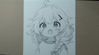 How to draw cute anime girl step by step  Anime drawing [upl. by Morgun706]