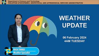 Public Weather Forecast issued at 4AM  February 06 2024 Tuesday [upl. by Gensler]