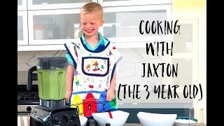 Healthy Peppermint “Nice Cream” — Cooking with Jaxton the 3 year old [upl. by Lareine351]