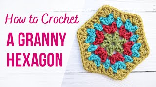 How to Crochet a Granny Hexagon  For Beginners  US Terms [upl. by Beckerman]