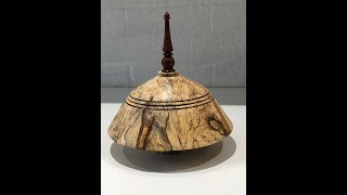 Woodturning A spalted beech lidded bowl  box with finial [upl. by Bensen]