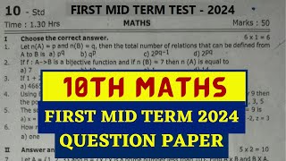 10th Maths First Mid Term Question Paper 2024  10th Maths 1st Mid Term Question Paper 2024 [upl. by Ciri]