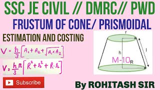 Prismoidal Formula Frustum of Cone Quantity of materials calculation [upl. by Aleihs883]