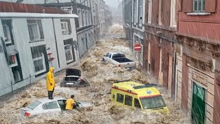 Netherlands now Flash flood washed away roads and submerged cars in Enschede world is shocked [upl. by Ryann243]