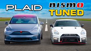 Tuned NISMO GTR v Tesla Plaid DRAG RACE [upl. by Marchak]