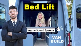 Luxury Van Build  BED LIFT w SURROUND Sound [upl. by Iblehs]