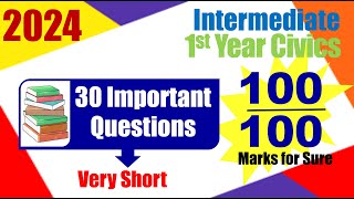 Inter 2024 Inter Civics first year Important Very Short Questions [upl. by Aihsenat866]