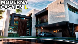 IMPRESIONANTE CASA MODERNA en L con 4 Habitaciones [upl. by Atterol]