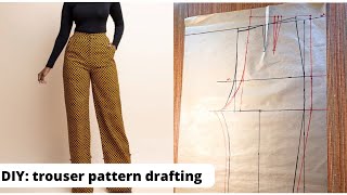 How to draft a basic trouser pattern easy pattern drafting Beginners friendly [upl. by Ardiek]