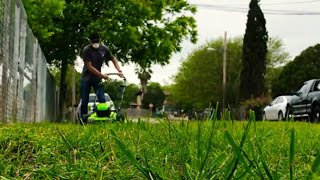 Greenworks 60v Lawn Mower mowing grass [upl. by Onateag732]