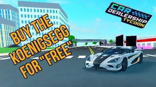 NEW quotFREEquot KOENIGSEGG ONE  CAR DEALERSHIP TYCOON [upl. by Ahsilrak]