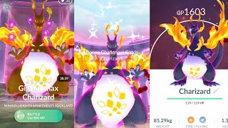 First Ever✨️Shiny Gigantamax Charizard Raid in pokemongo [upl. by Alegnave]